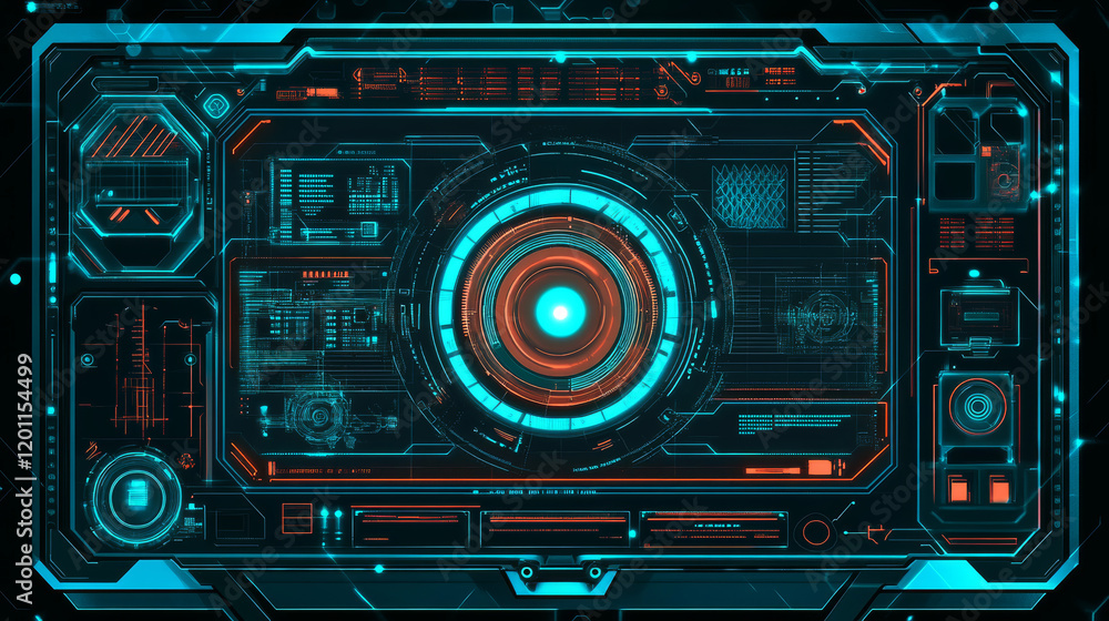 Poster hud aim control target frames, ui interface or cyber game border, vector futuristic technology. hud 