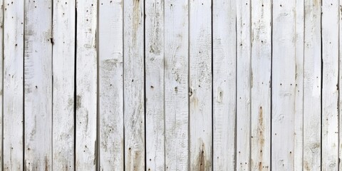 Fototapeta premium Rustic white wooden wall texture featuring aged gray and brown tones in vertical planks creating a weathered and charming backdrop design.