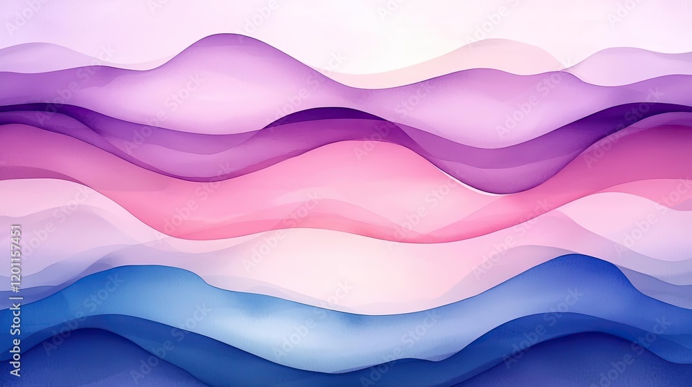 Poster cloudy watercolor idea. colorful abstract waves creating a soothing visual effect in soft pastel ton
