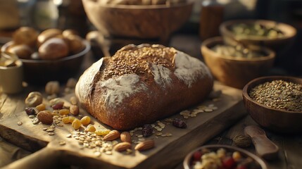 Rustic bread with assorted grains and nuts