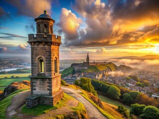 Historic Edinburgh Tower, Scotland - Dramatic Landscape Photography