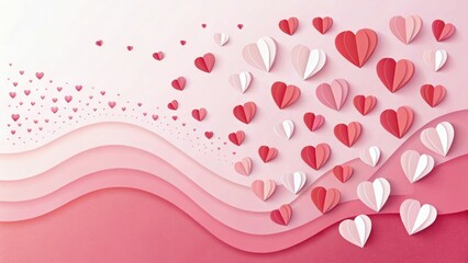 Obraz premium Cascading Paper Hearts on Pink Gradient - Valentine's Day