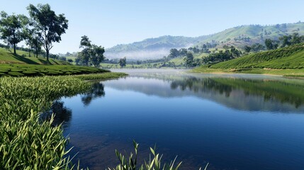 Fototapeta premium Serene Lake Mountain Landscape