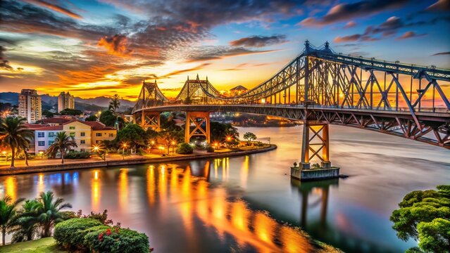 Historic Ponte Herc&iacute;lio Luz Suspension Bridge, Florian&oacute;polis, Brazil - Travel Destination