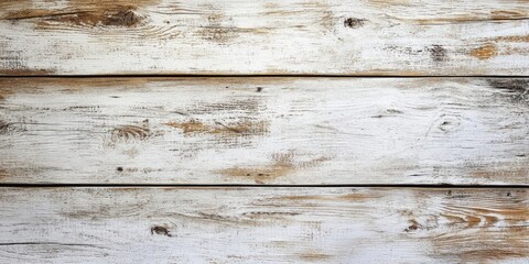 Obraz premium Rustic wooden table background in grunge style featuring slightly stained white finish with natural wood grain texture in horizontal layout.