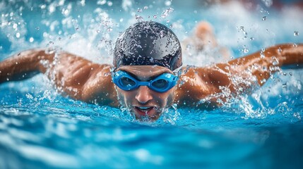 A swimmer effortlessly gliding through water, showcasing determination and skill.