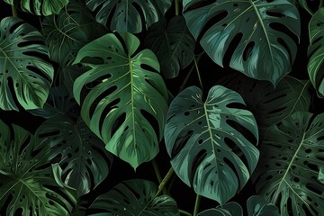 Monstera leaf mobile screen wallpaper Generative AI