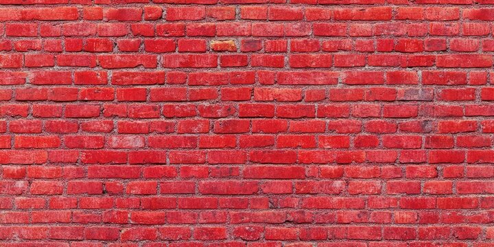 Vibrant red brick wall texture with a uniform pattern and ample space for text or graphics, featuring rich hues and a rustic appearance.