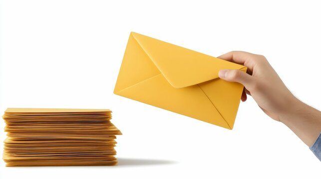 Organizing and Sending Bulk Mail Home Office Email Management Indoor Aerial View Efficiency Boost