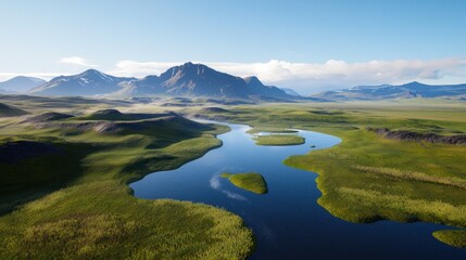 Fototapeta premium Serene Mountain River Landscape