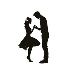 Silhouette of a Person Proposing on One Knee with a Ring