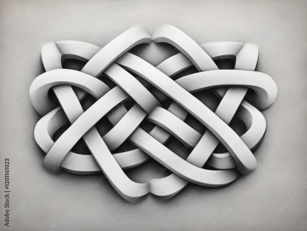 Poster intricate white 3d knot design artistic creation modern minimalism studio environment top view abstr