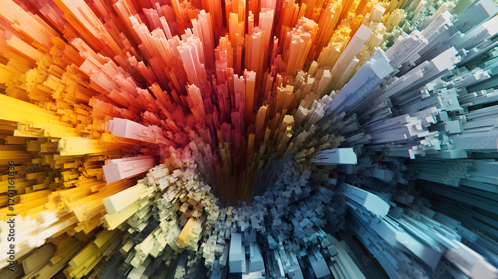 Poster a mesmerizing 3d abstract multicolor visualization