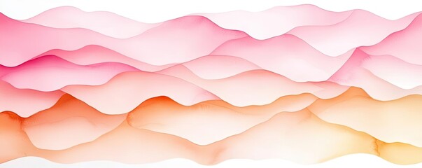 Fototapeta premium Candy watercolor concept. Abstract waves in soft pink and orange hues, perfect for backgrounds and design projects.
