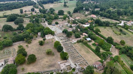 Parco archeologico di Saepinum o Sepino, Altilia, Campobasso, Molise, Italia.
Ripresa aerea...