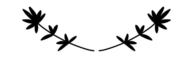 Decorative text dividers floral doodle. Wedding decorative element. Divider ornament, borders, lines. Hand drawn vector illustration isolated on white background