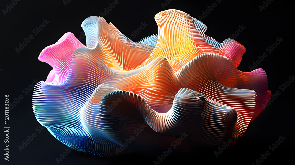 Poster A Mesmerizing 3D Abstract Multicolor Visualization