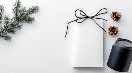 Minimalist Christmas Mockup with Book and Jar