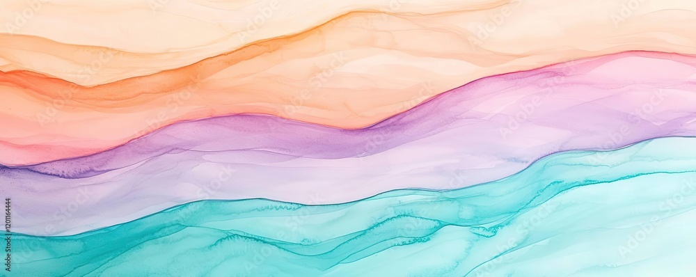 Poster candy watercolor concept. abstract flowing waves in soft pastel colors create a serene and calming v