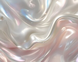 Obraz premium Creamy white, blush pink, and silver tones with swirling mists and iridescent highlights, evoking the delicate beauty of pearls.