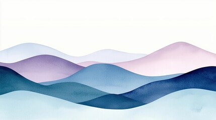 Cloudy watercolor idea. A serene abstract watercolor landscape featuring soft waves in pastel hues.