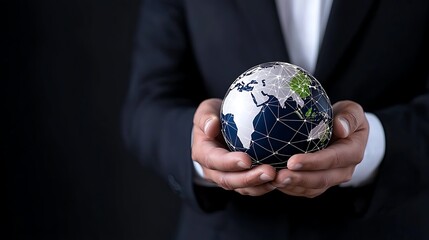 Person's Hands Gently Holding a Connected World Globe