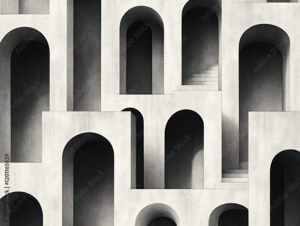 Poster modern architectural design abstract spaces digital art minimalist aesthetics close-up visual depth 