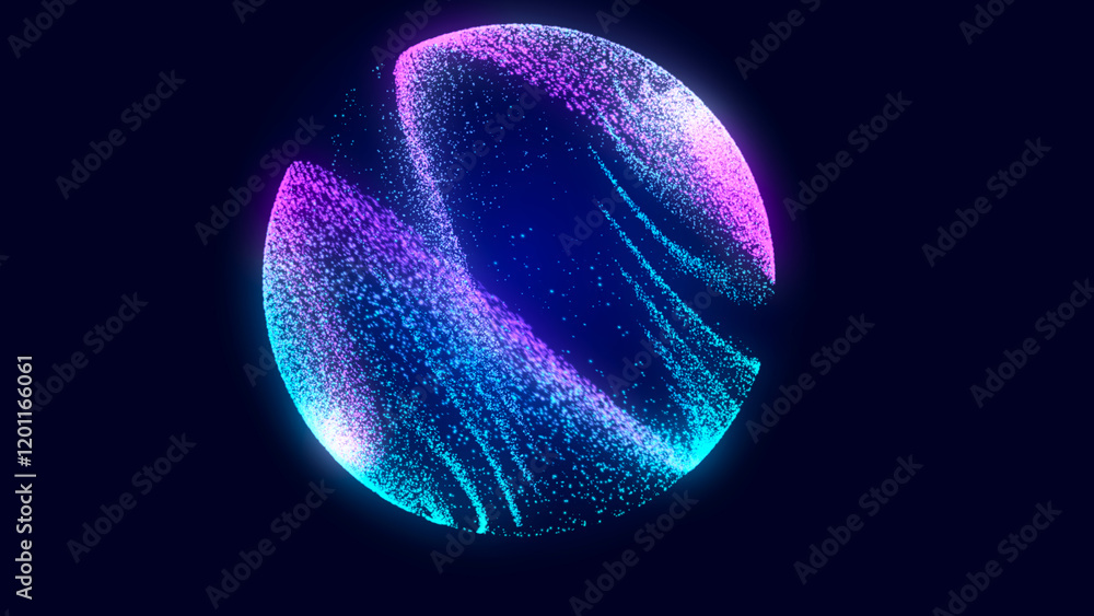 Poster Sphere with connecting points. Global Connection Technology. The accumulation of information. 3D rendering.