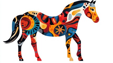 Obraz premium Vibrant Abstract Horse Art Print Colorful Equine Illustration Modern Animal Design