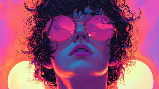 Cool guy in neon red lights