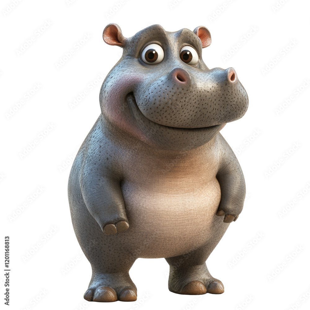 Aufkleber This image shows a friendly cartoon rendering of a hippopotamus with a cheerful expression.