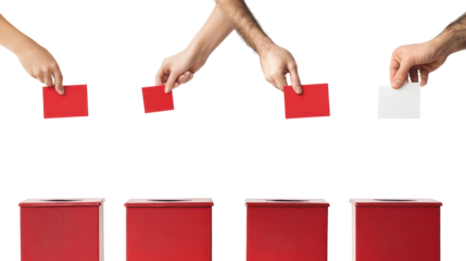 Hands Casting Votes in Political Ballot Boxes Generative AI