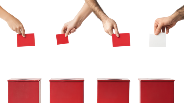 Hands Casting Votes in Political Ballot Boxes Generative AI