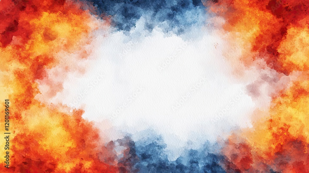 Aufkleber explosion watercolor idea. vibrant abstract background with fiery colors and smoke for dynamic desig