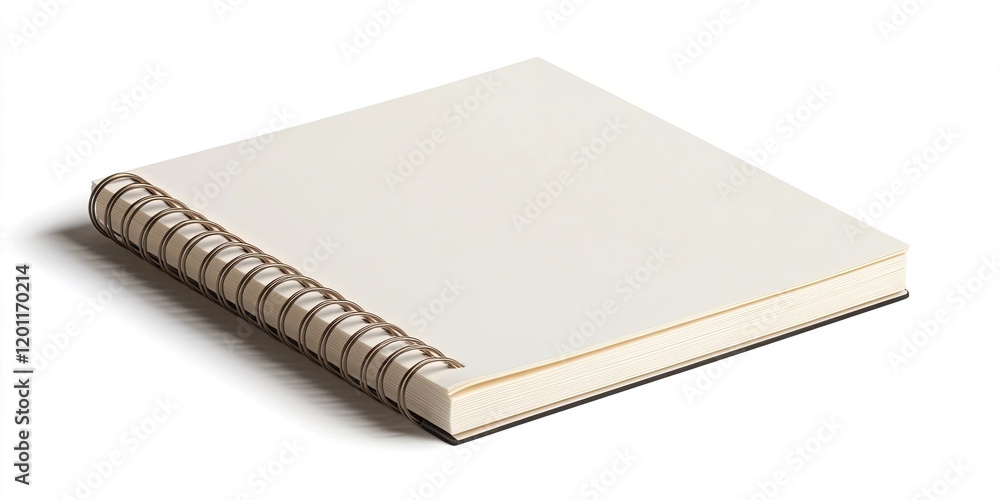 Poster blank spiral-bound notepad centered on a white background featuring a light beige cover with a brown