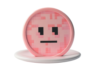 Isolated Pink Pixelated Face on Plate