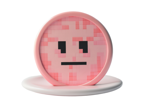 Isolated Pink Pixelated Face on Plate - Powered by Adobe