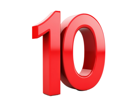 Isolated Red Number 10