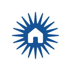 Realty diagram icon in cobalt, flat vector on white background.