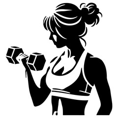 Woman Do Workouts with Dumbbells.