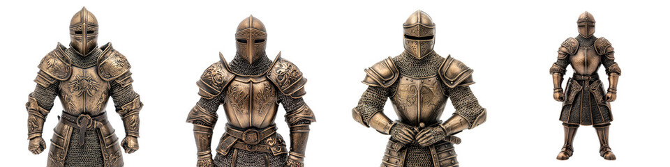 Heroic medieval knight in ornate protective armor standing tall and wielding a sword and shield ready to defend against any foe  This image evokes a sense of strength courage