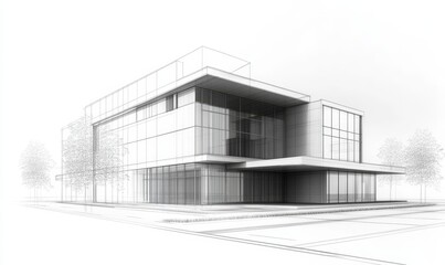 Architecture design: blueprint plan - illustration of a plan modern residential building / technology, industry, business concept illustration: real estate, building, construction, Generative AI