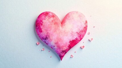 Fototapeta premium A Romantic Watercolor Heart with Delicate Papercut Accents, Perfect for Valentine's Day or Anniversary Greetings