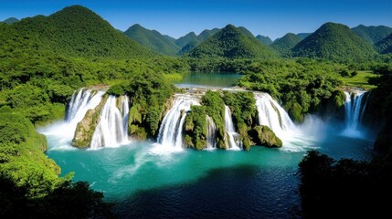 Fototapeta premium Lush Tropical Waterfall Landscape