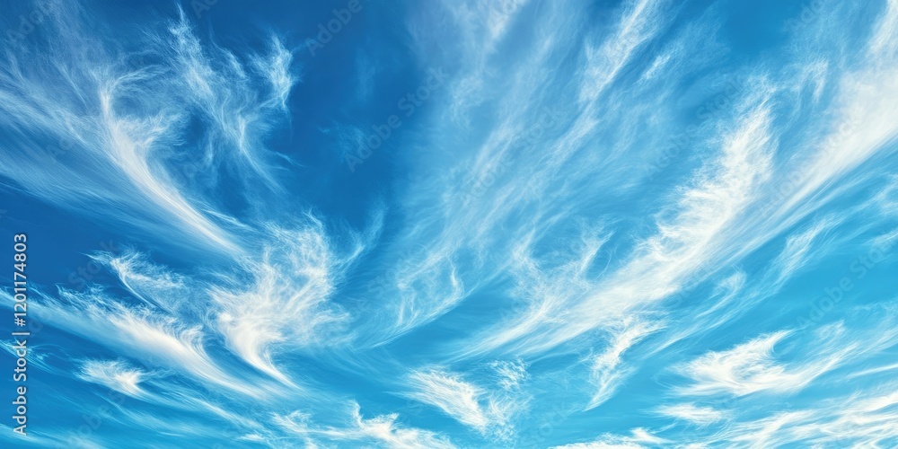 Aufkleber vivid blue sky with wispy white textured clouds creating an expansive backdrop perfect for overlayin
