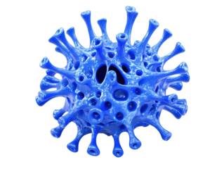 Isolated Textured Blue Virus Cell