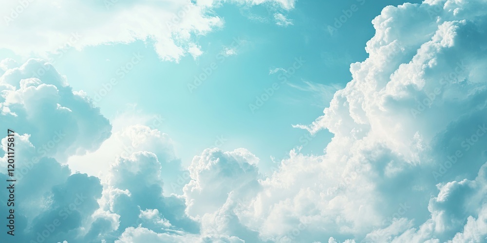 Aufkleber vast serene sky with fluffy white clouds and soft blue hues creating ample copy space for text posit