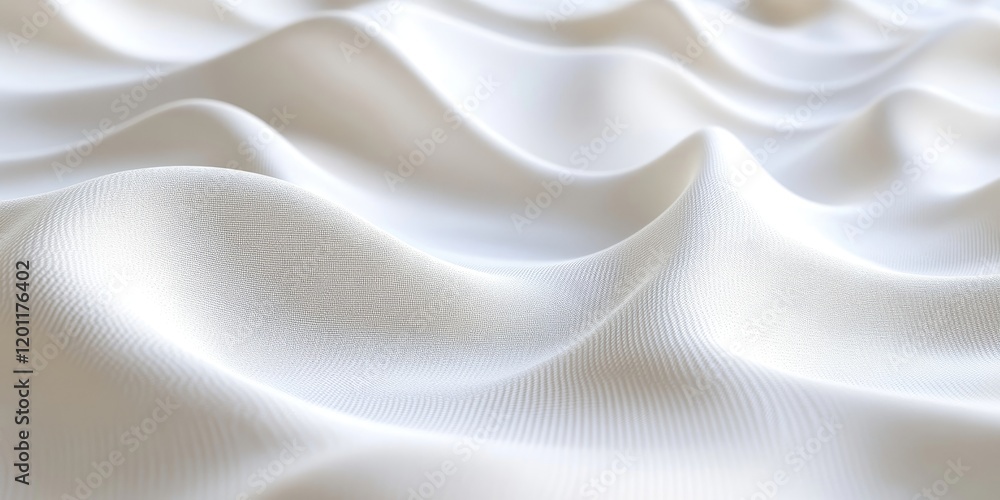 Poster elegant white textured fabric with soft flowing waves and subtle sheen, creating a serene and minima