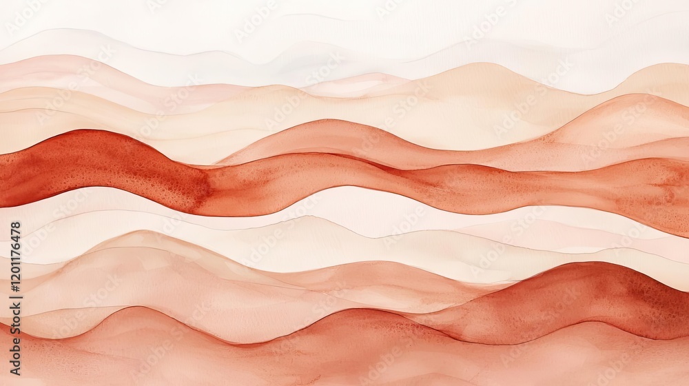 Poster dry watercolor concept. abstract wavy patterns in earthy tones create a soothing visual experience.