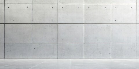 Gray smooth concrete wall texture with horizontal and vertical panel lines creating a minimalist backdrop for design applications.